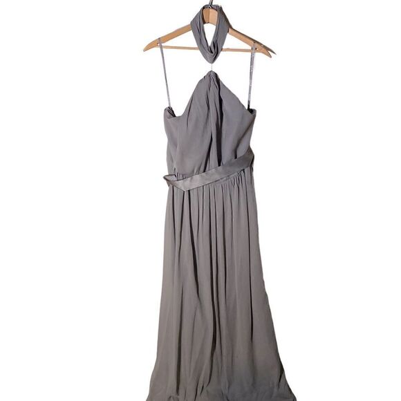 Chiffon Bridesmaid Dress WHITE BY VERA WANG Gray Size 16 - Picture 1 of 8